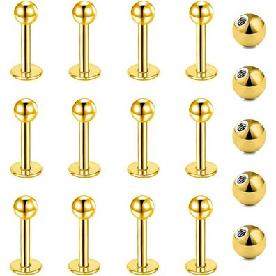Gojewen 12er Lippenpiercing Stecker 1,2mm Chirurgenstahl Labret Helix Tragus
