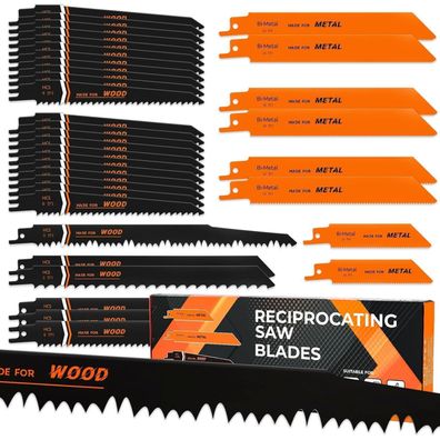 Philtool Säbelsägeblätter Set 36 Stück - Hartmetallstahl & Bimetall für Holz