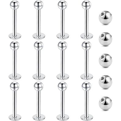 Gojewen 12er Lippenpiercing Stecker 1,2mm Chirurgenstahl Labret Helix Tragus