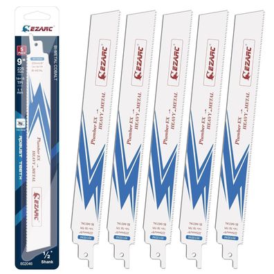 EZARC 5tlg Säbelsägeblätter 225mm Bi-Metall 14 + 18TPI für Metall und Stahl