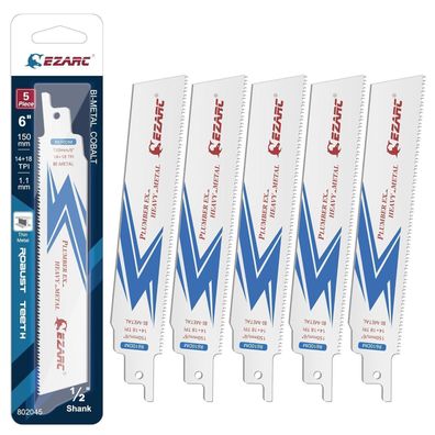 EZARC 5tlg Säbelsägeblätter 150mm Bi-Metall 14 + 18TPI für Metall und Stahl