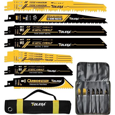 TOLESA 13tlg Säbelsägeblätter Set, Hartmetall & Bimetall für Holz, Metall