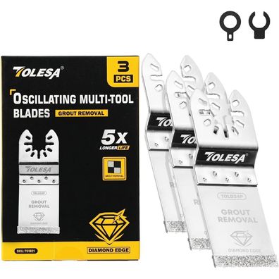 TOLESA Oszillierende Multitool Sägeblätter 3 Stück Diamant-Klingen Set für