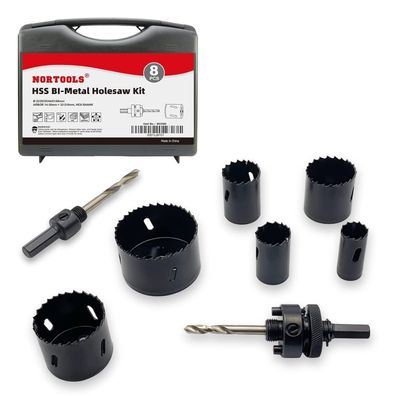 Nortools 13tlg. HSS M3 Bimetall Lochsägen-Set mit Koffer, 22-68 mm