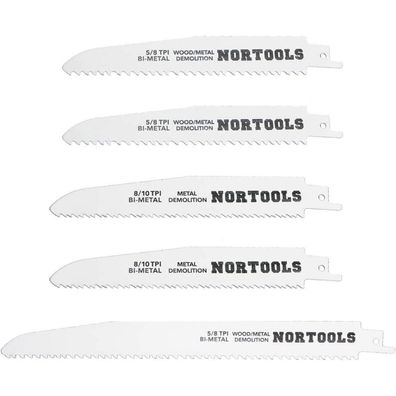 Nortools 5tlg BIM Säbelsägeblätter Kombisatz 150/230mm für Metall & Holz