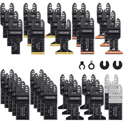 PECHAM 37-teiliges Oszillierwerkzeug Sägeblatt-Set, Universal für Holz & Metall