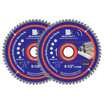 Brschnitt 216mm 60T Kreissägeblatt für Holz, Metall, Alu (2 Stück)