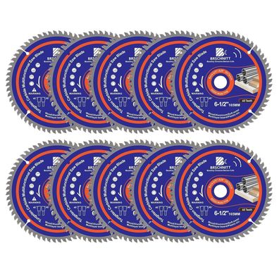 Brschnitt 165mm 60T Kreissägeblatt für Holz, Metall, Alu - 10er Pack