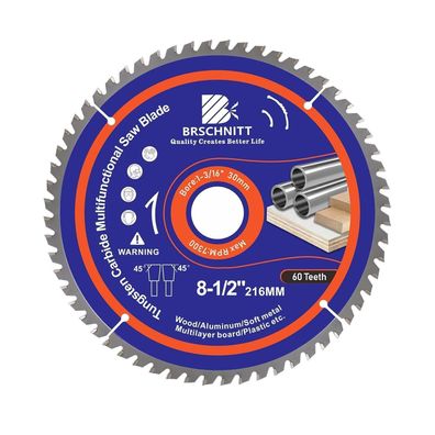 Brschnitt Multi Sägeblatt 216mm 60T für Holz, Metall, Alu - Kreissägeblatt