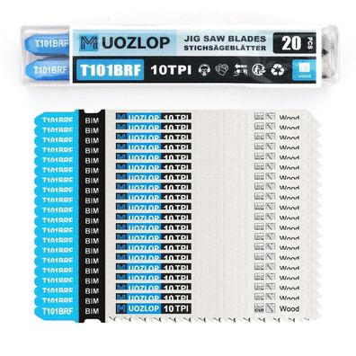 Muozlop 20tlg Stichsägeblatt Set T-Schaft mit Aufbewahrungskoffer für Holz
