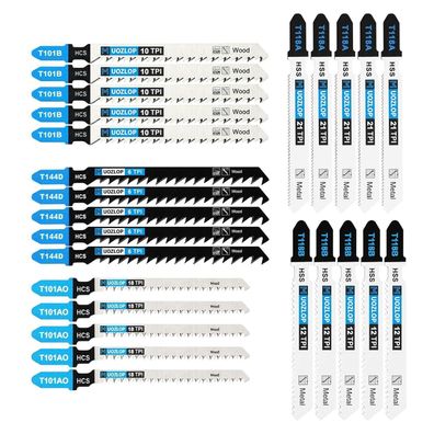 Muozlop 25tlg Stichsägeblätter Set T-Schaft für Holz & Metall mit Koffer