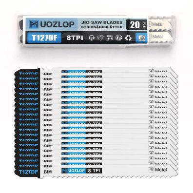 Muozlop 20tlg Stichsägeblätter Set T-Schaft für Metall mit Koffer