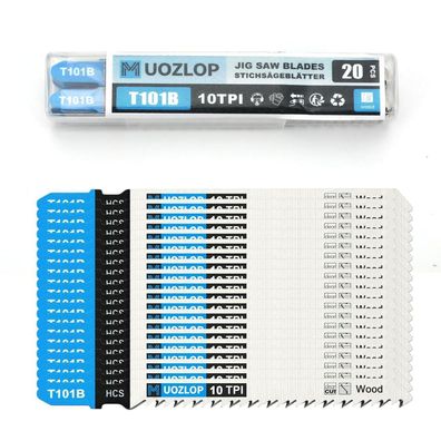 Muozlop 20tlg Stichsägeblatt Set T-Schaft für Holz