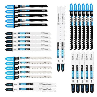Muozlop 30tlg Stichsägeblatt-Set T-Schaft für Holz & Metall mit Koffer