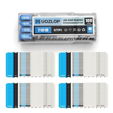 Muozlop 100tlg T101D Stichsägeblätter Set mit Koffer für Holz