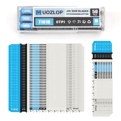 Muozlop 50tlg Stichsägeblätter Set T-Schaft mit Koffer für Holz