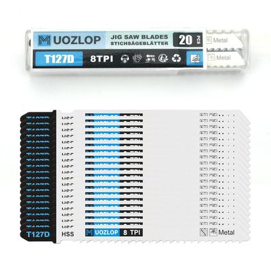 Muozlop 20tlg T127D Stichsägeblätter Set für Metall mit Koffer
