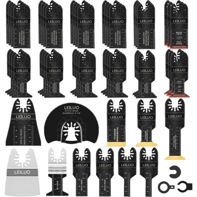 LEILUO 55tlg Oszillierende Multitool Sägeblatt Set für Holz, Nägel, Trockenbau