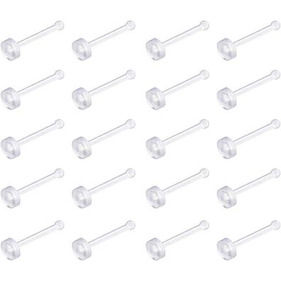D. Bella Nasenpiercing Retainer 18G Bioflex Flexibel Durchsichtig L-Form 20 Stück