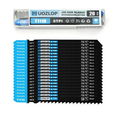 Muozlop 20tlg Stichsägeblatt Set mit Aufbewahrungskoffer für Holz, Sägeblätter