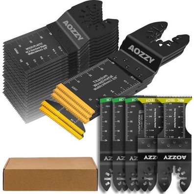 40-teiliges Oszillierendes Multitool Sägeblätter Set, Titanium & Holz, Quick