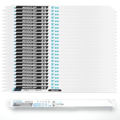 Muozlop 25er Set Säbelsägeblätter 300mm, 18 TPI für Metall, präzise und
