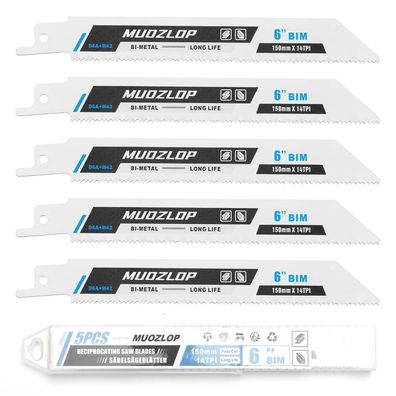 Muozlop 5x Säbelsägeblätter 150mm 14 TPI Metall Bi-Metall