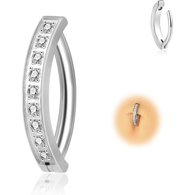 Candyfancy 14G Titan Bauchnabelpiercing Clicker Schwarz 10mm/12mm Zirkonia