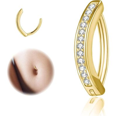 ZS 14G Clicker Bauchnabelpiercing Damen, 925 Sterling Silber Reverse Curved