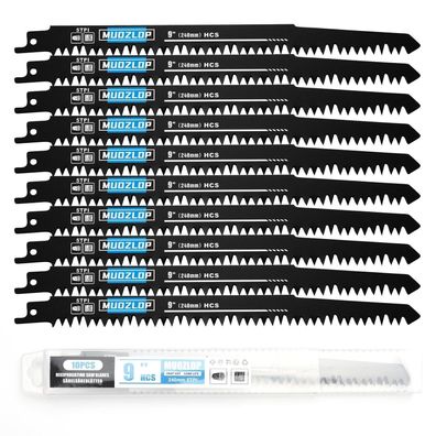 Muozlop 10er Pack Säbelsägeblätter 240mm, 5 TPI für Holz