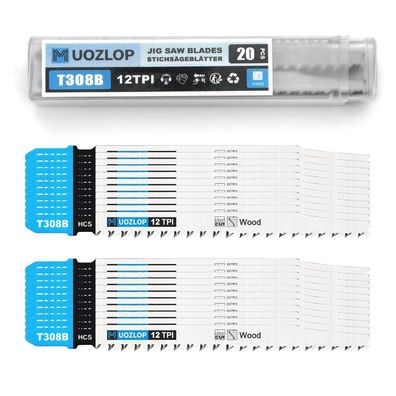 Muozlop 20tlg T308B Stichsägeblätter Set mit Aufbewahrungskoffer für Holz