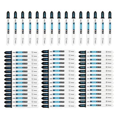 Muozlop 60tlg Stichsägeblätter Set mit Aufbewahrungskoffer für Metall, T-Schaft