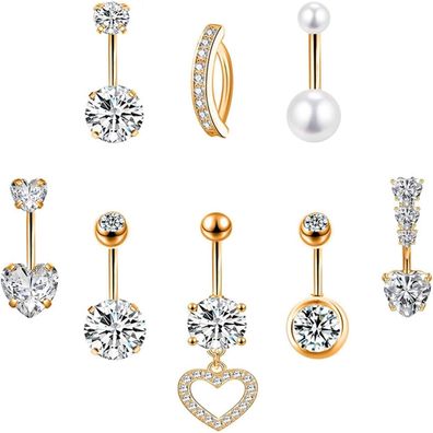 Habselikob Bauchnabelpiercing 14G Chirurgenstahl Set für Damen - Herz