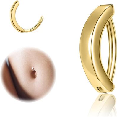 ZS 14G Clicker Bauchnabelpiercing Silber 925 Reverse Curved Nabel Barbell