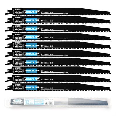 Muozlop 10er Set Säbelsägeblätter 300mm, 6/12 TPI für Holz und Garten