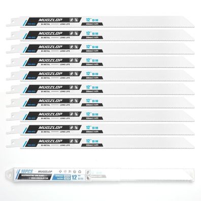 Muozlop 10x 300mm Säbelsägeblätter, 14 TPI für Metall, Bi-Metall