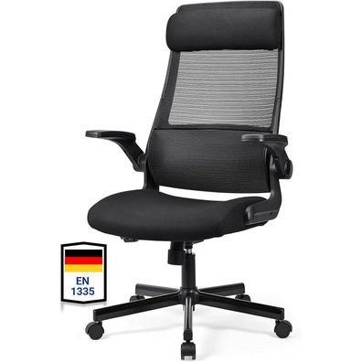 Melokea Ergonomischer Bürostuhl aus Mesh mit verstellbarer Kopfstütze und