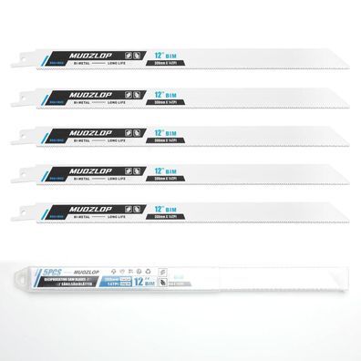 Muozlop 5er Set Säbelsägeblätter 300mm 14TPI für Metall, präzise und langlebig