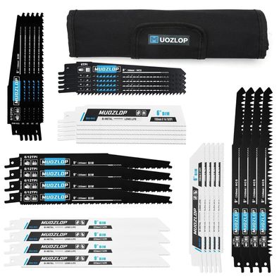 Muozlop 32er Säbelsägeblätter Set (CRV & BIM) für Holz und Metall, inkl