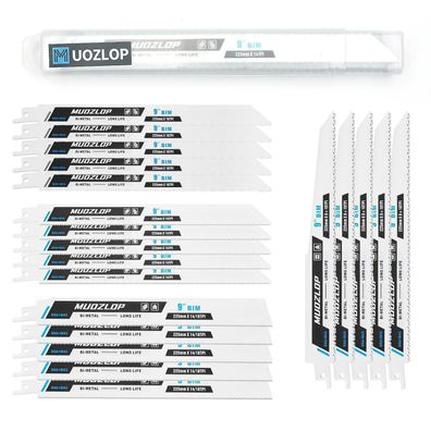 Muozlop 20er Säbelsägeblätter Set (CRV & BIM) für Holz/Metall, inkl. Box