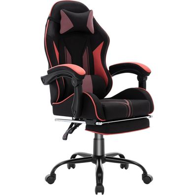 Nsmazxo Ergonomischer Gaming Stuhl mit Fußstütze, Kopfstütze & Lendenkissen