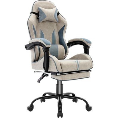Nsmazxo Ergonomischer Gaming Stuhl mit Fußstütze, Kopfstütze & Lendenkissen