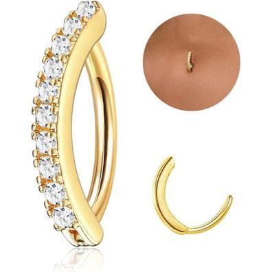 JeryWe 14G Bauchnabelpiercing Ring Edelstahl CZ Opal Herzform Körperschmuck