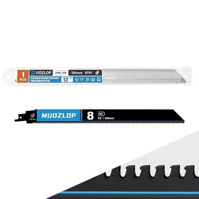 Muozlop Hartmetall Säbelsägeblatt 300mm, 8TPI für Stahl, Gusseisen & dickes