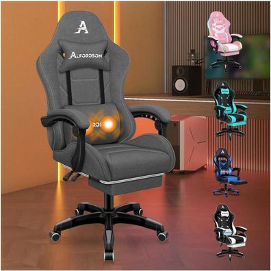 Alfordson Thor Serie Gaming-Stuhl mit Massage-Lendenkissen, ausziehbare