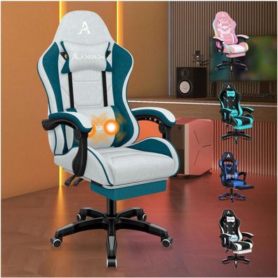 Alfordson Thor-Serie Gaming-Stuhl mit Massagefunktion, ausziehbarer Fußstütze