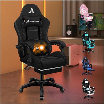 Alfordson Thor-Serie Gaming-Stuhl mit Massagefunktion, Fußstütze und Kopfstütze