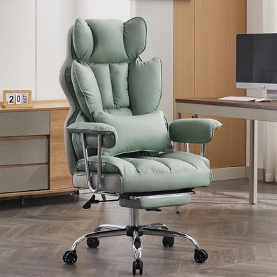 Efomao Ergonomischer Bürostuhl aus PU-Leder, 200 kg belastbar, mit Fußstütze