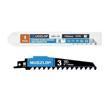 Muozlop 150 mm 3 TPI Hartmetall Säbelsägeblatt für Holz, 1 Stück