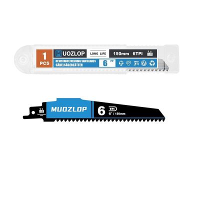 Muozlop 150 mm Hartmetall Säbelsägeblatt, 6 TPI, für Holz, Kunststoff, Nägel